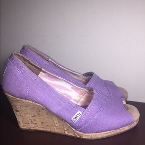 Lilac Toms Wedges with Cork 3.5” heel